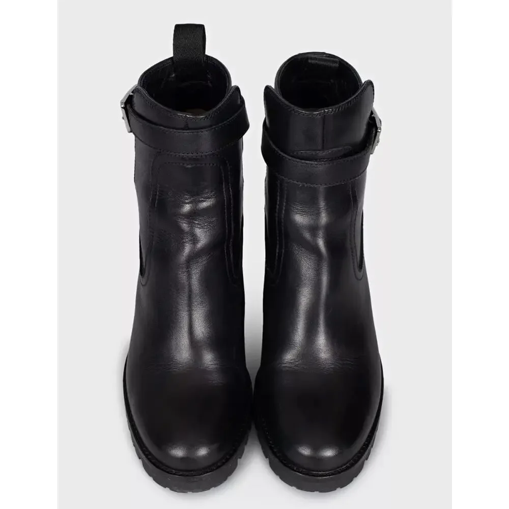 CHRISTIAN LOUBOUTIN Black Leather Ankle Boots EU 36.5